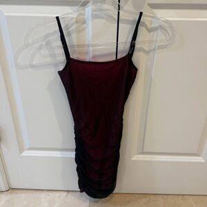 Elegant pink with black overlay Ruched Dress. 
Brand Katie J NYC